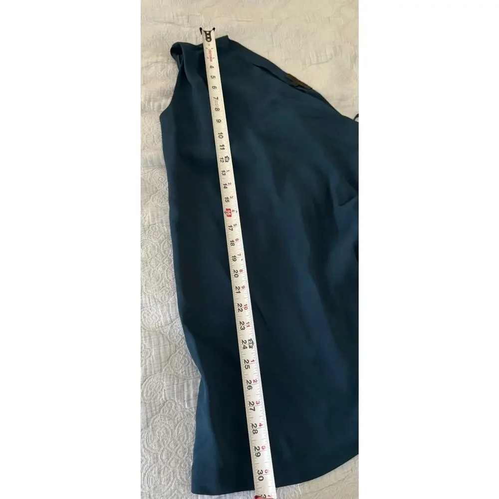 Cushnie et Ochs Teal Green Blue Asymmetrical Shoulder Mini Ruched Dress‎ Sz 4